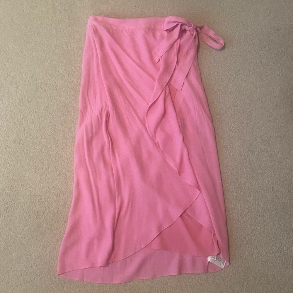 Pink Tie Wrap Midi Skirt- American Eagle, Size M